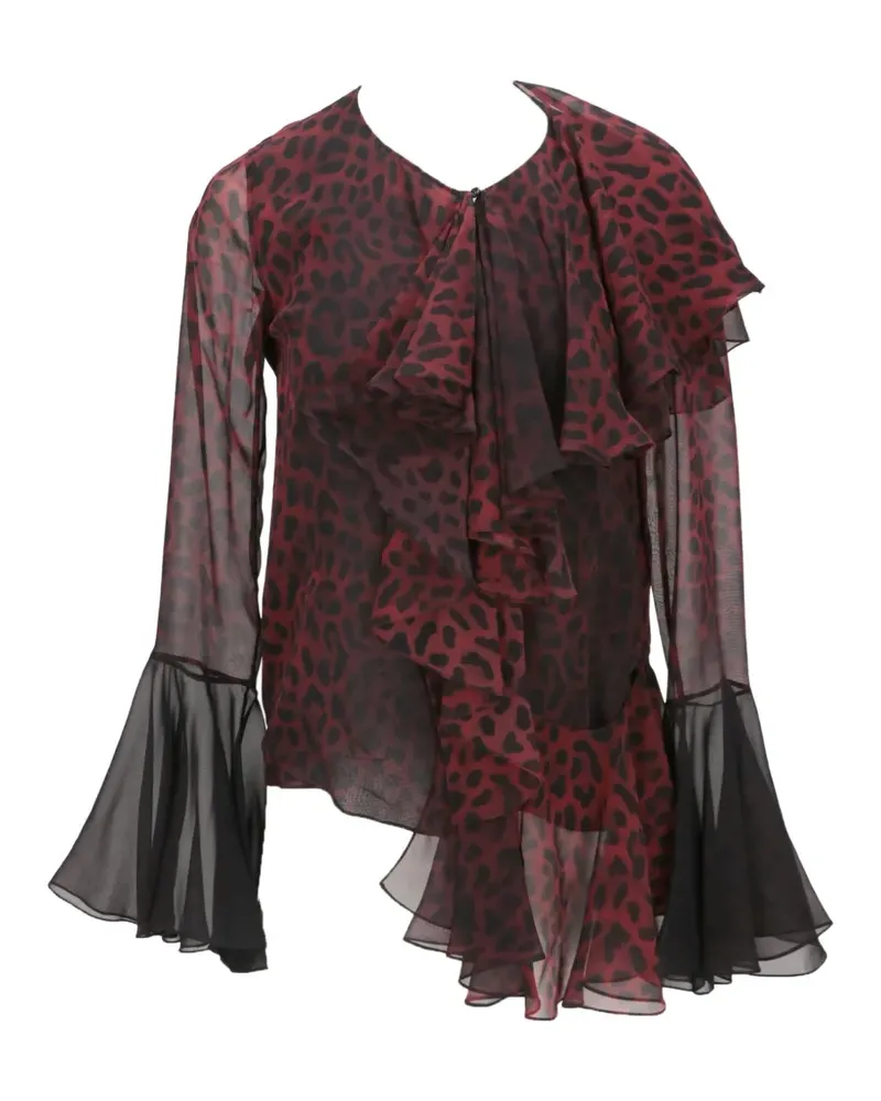 Tom Ford leopard-print ruffled blouse - Rot Rot