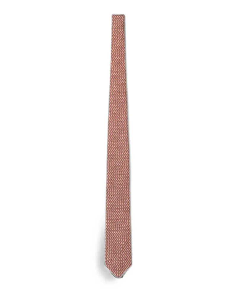 Ferragamo pelican-print silk tie - Orange Orange