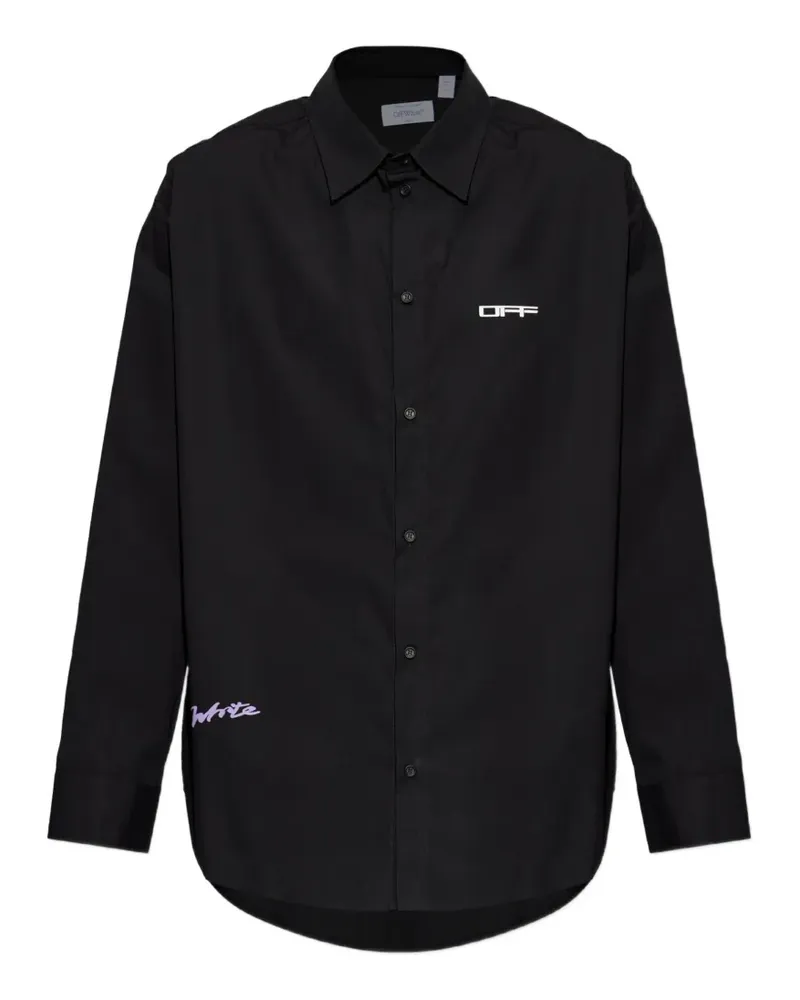 OFF-WHITE Hemd mit Logo-Print - Schwarz Schwarz