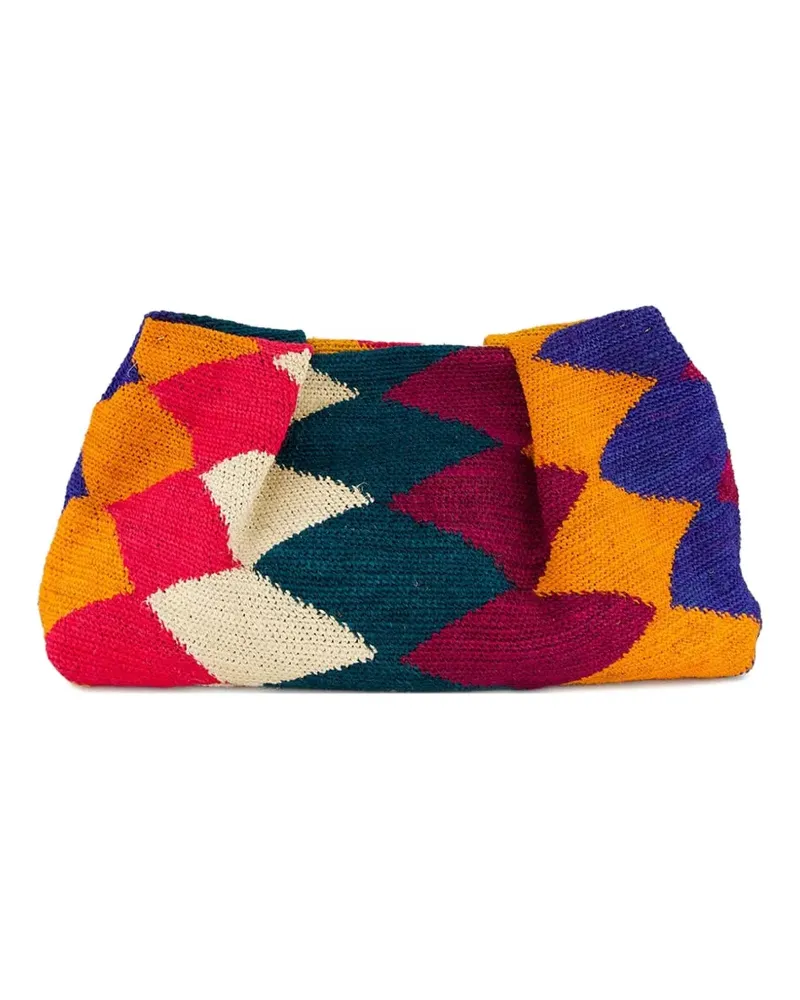 Sensi Studio Sisal Clutch mit Rautenmuster - Gelb Gelb