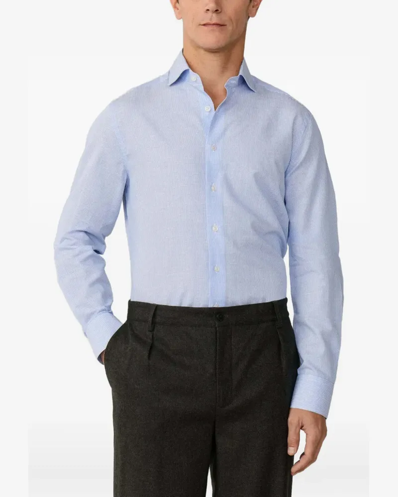 Hackett Gestreiftes Knightsbridge Hemd mit Kragen - Blau Blau