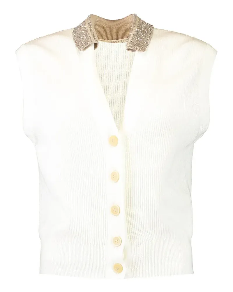 Brunello Cucinelli embellished collar vest - Weiß Weiß