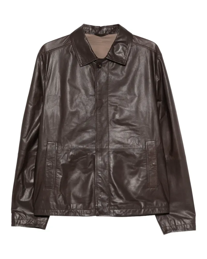 Corneliani pocket bovine-leather jacket - Braun Braun