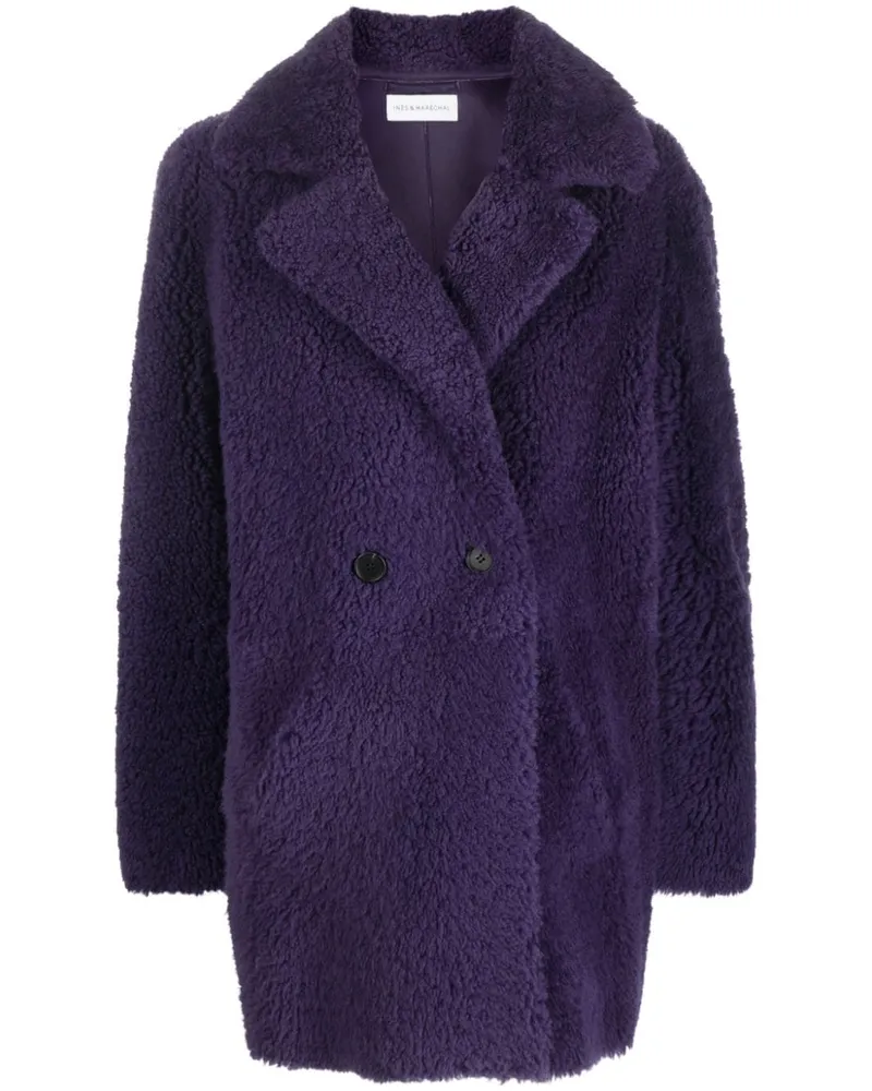 Inès & Maréchal Doppelreihiger Shearling-Mantel - Violett Violett