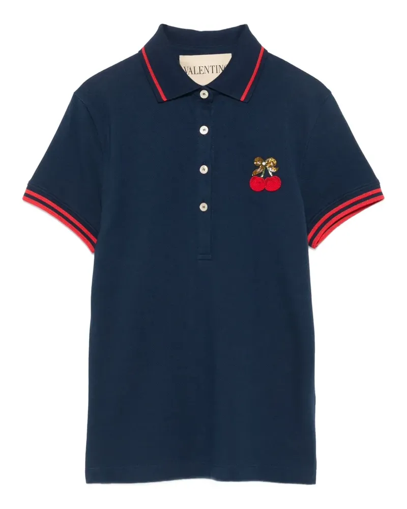 Valentino Garavani Poloshirt mit Kirschverzierung - Blau Blau
