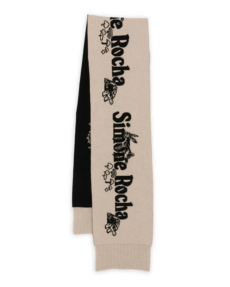Simone Rocha Gestrickter Schal mit grafischem Print - Nude Nude