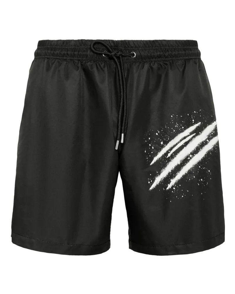 Philipp Plein Badeshorts mit Logo-Print Schwarz