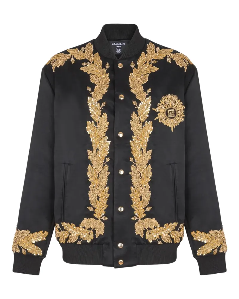 Balmain Bestickte Bomberjacke - Schwarz Schwarz