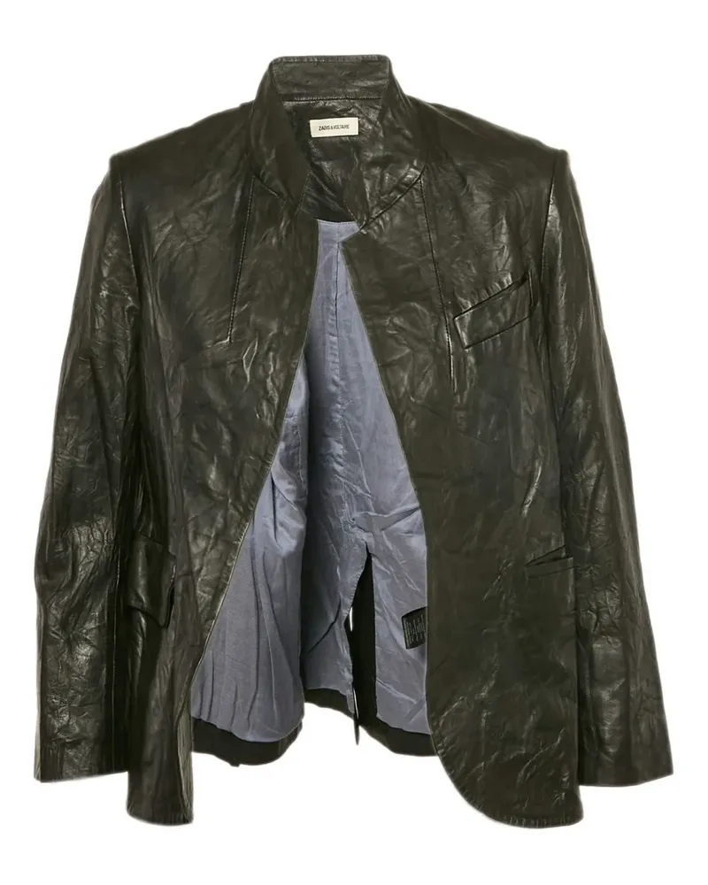 Zadig & Voltaire Pre-owned Lederjacke in Knitteroptik - Schwarz Schwarz
