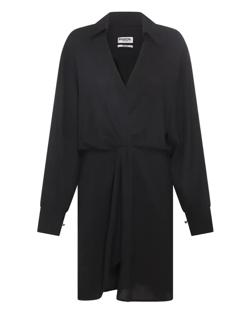 Essentiel Drapiertes Hemdkleid - Schwarz Schwarz