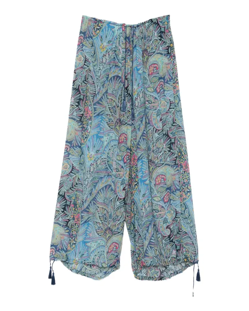 Etro paisley tassel trousers - Blau Blau