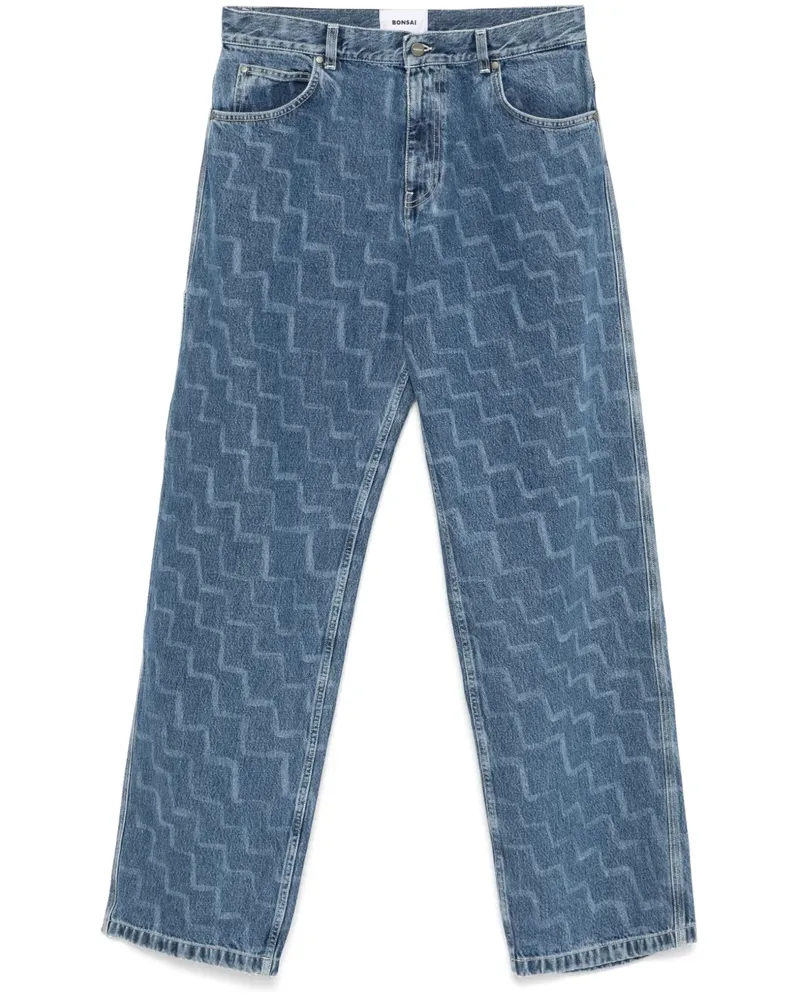 BONSAI Jeans mit Zickzackmuster - Blau Blau