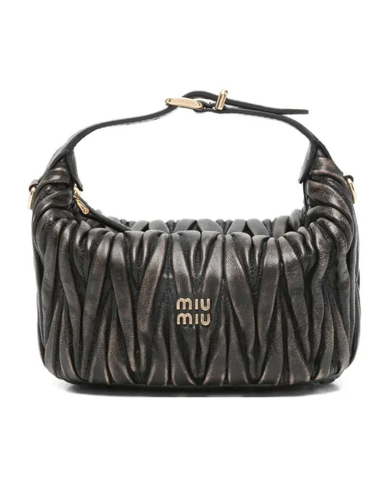 Miu Miu mini matelassé logo-detail shoulder bag - Braun Braun