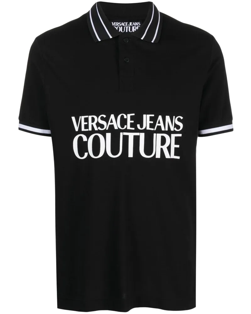 Versace Jeans Poloshirt mit Logo-Print - Schwarz Schwarz