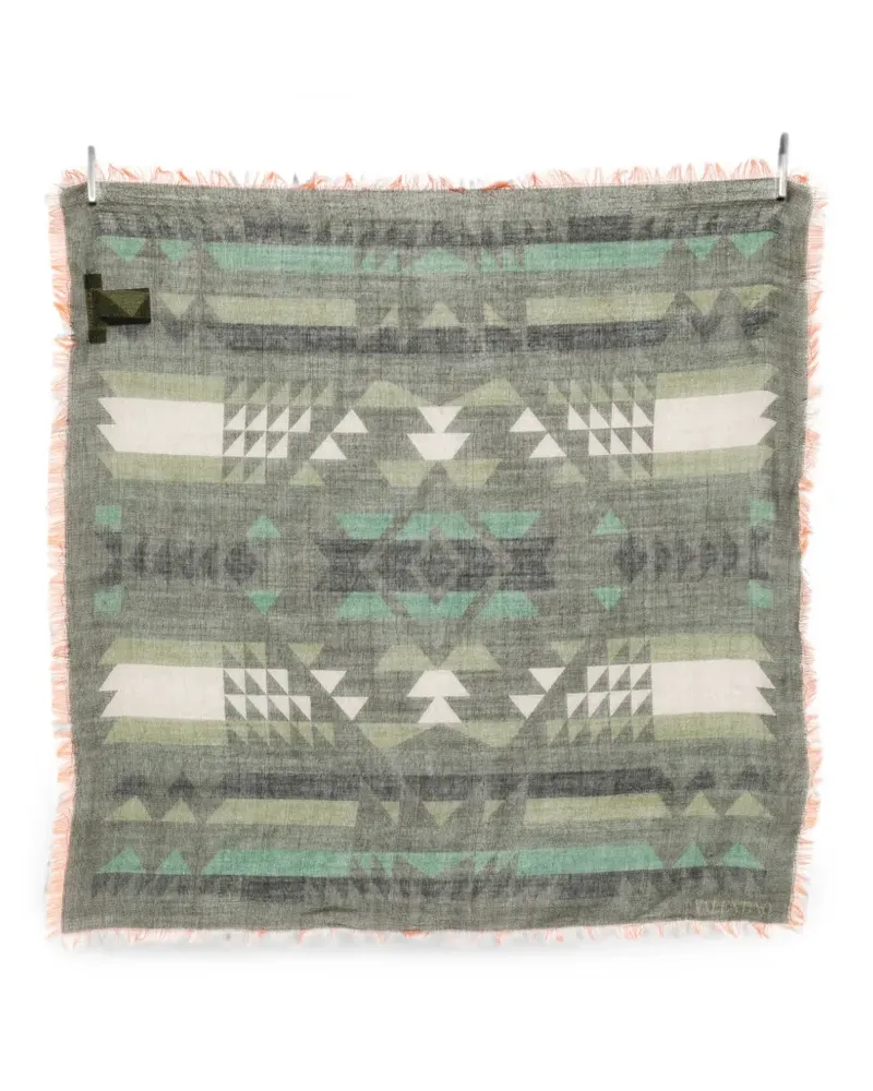 Valentino Garavani geometric-print frayed scarf - Grün Grün
