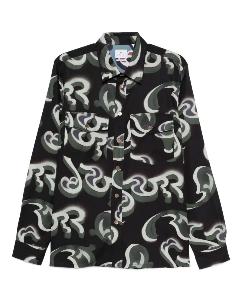 Paul Smith Hemd mit abstraktem Print - Schwarz Schwarz