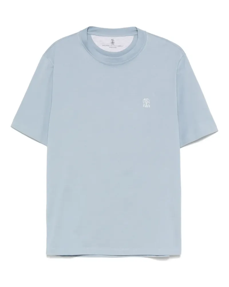 Brunello Cucinelli T-Shirt mit Logo-Stickerei - Blau Blau