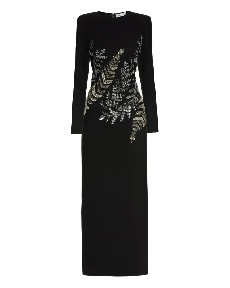 Oscar de la Renta Abendkleid mit Farnstickerei - Schwarz Schwarz