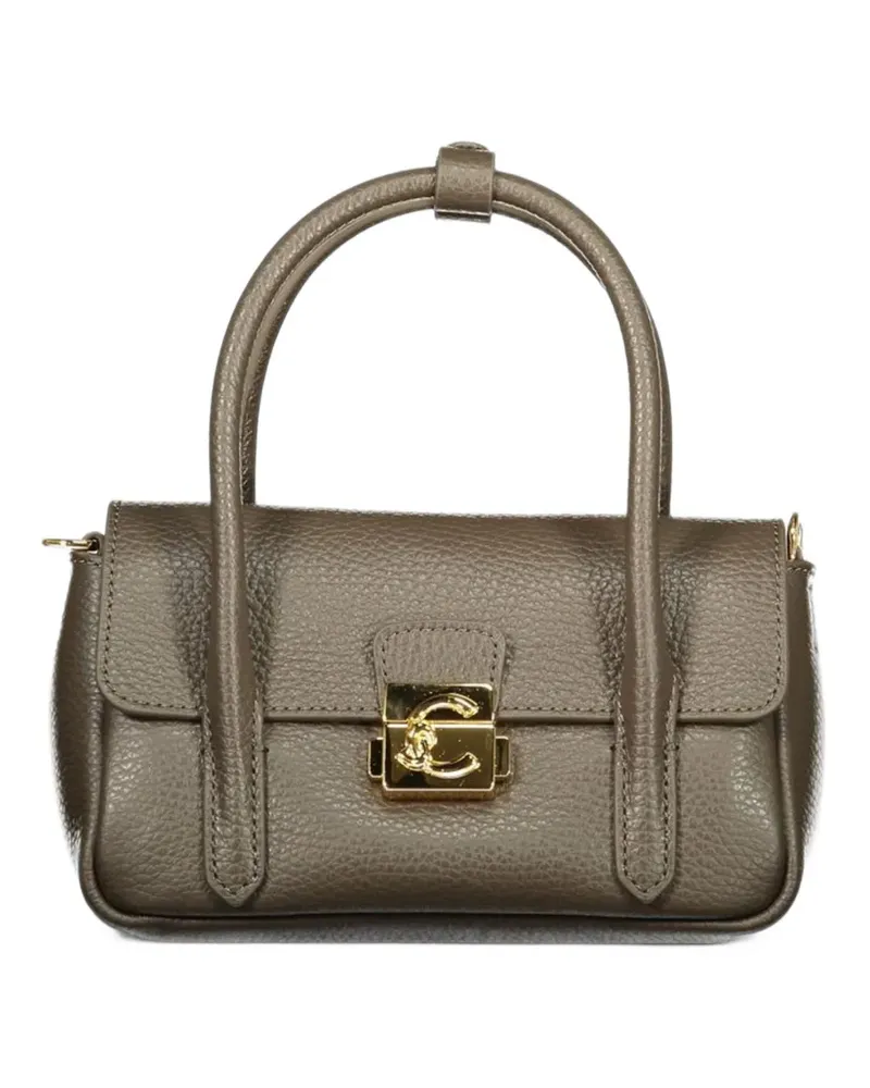 Coccinelle mini C-Me Lock grained-leather tote bag - Braun Braun