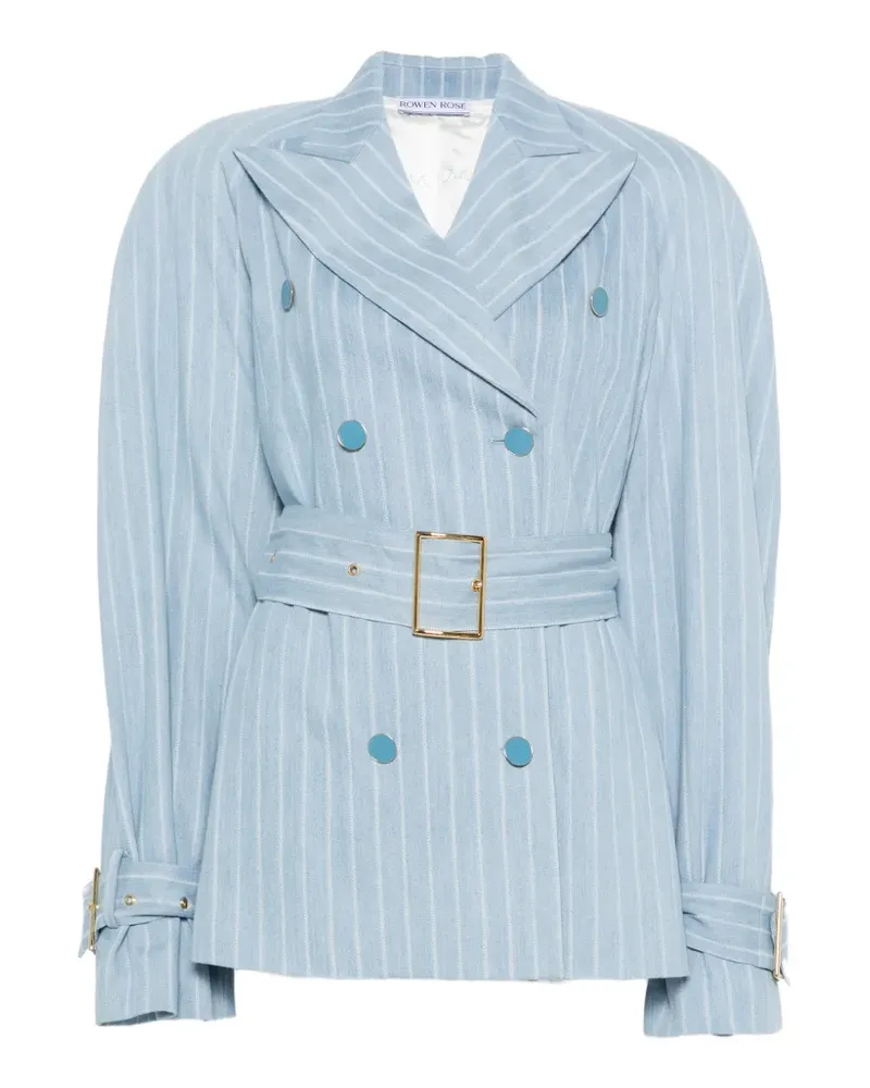 Rowen Rose Gestreifter Mantel mit Gürtel - Blau Blau