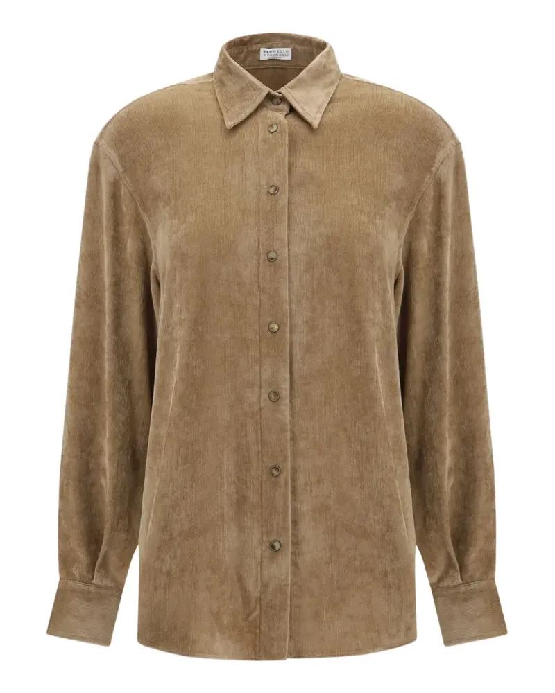 Brunello Cucinelli snap-button corduroy shirt - Nude Nude
