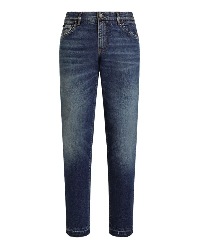Dolce & Gabbana faded-effect whiskered jeans - Blau Blau