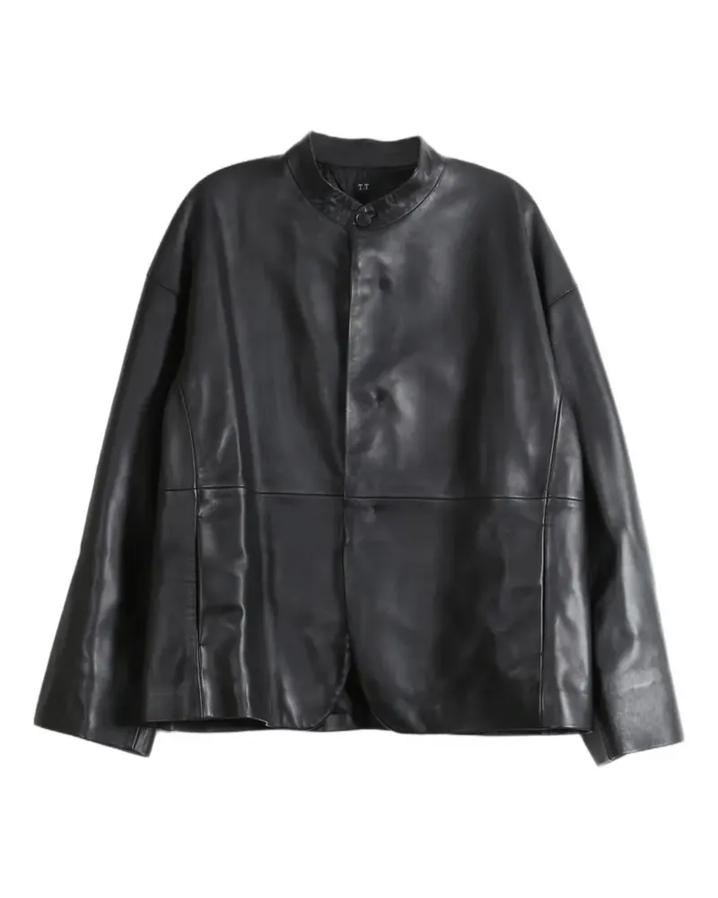 Taiga Takahashi Lederjacke mit Stehkragen - Schwarz Schwarz