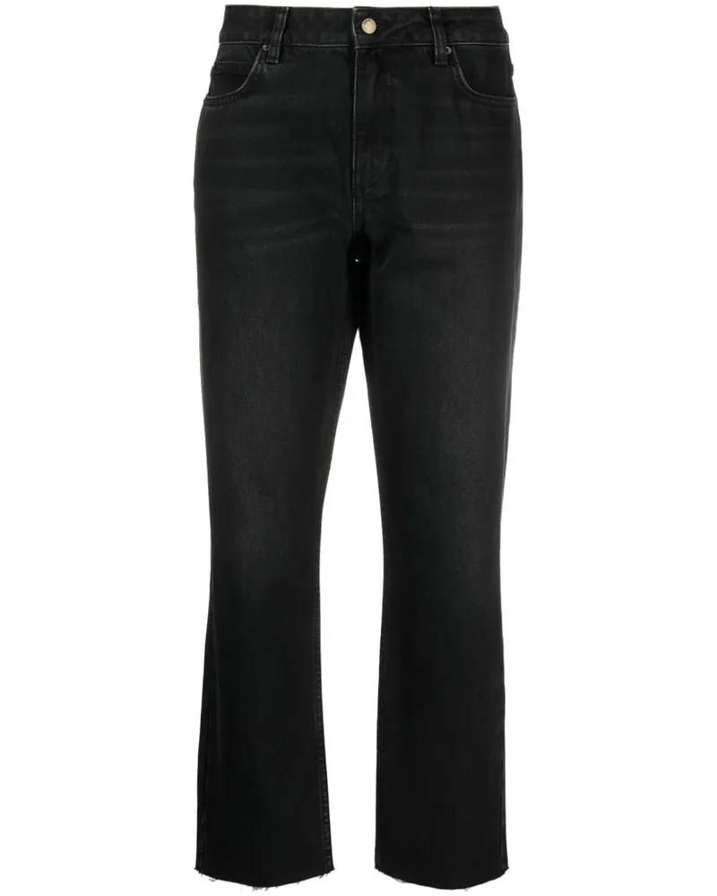 ba&sh Cropped-Jeans mit Logo-Patch - Schwarz Schwarz