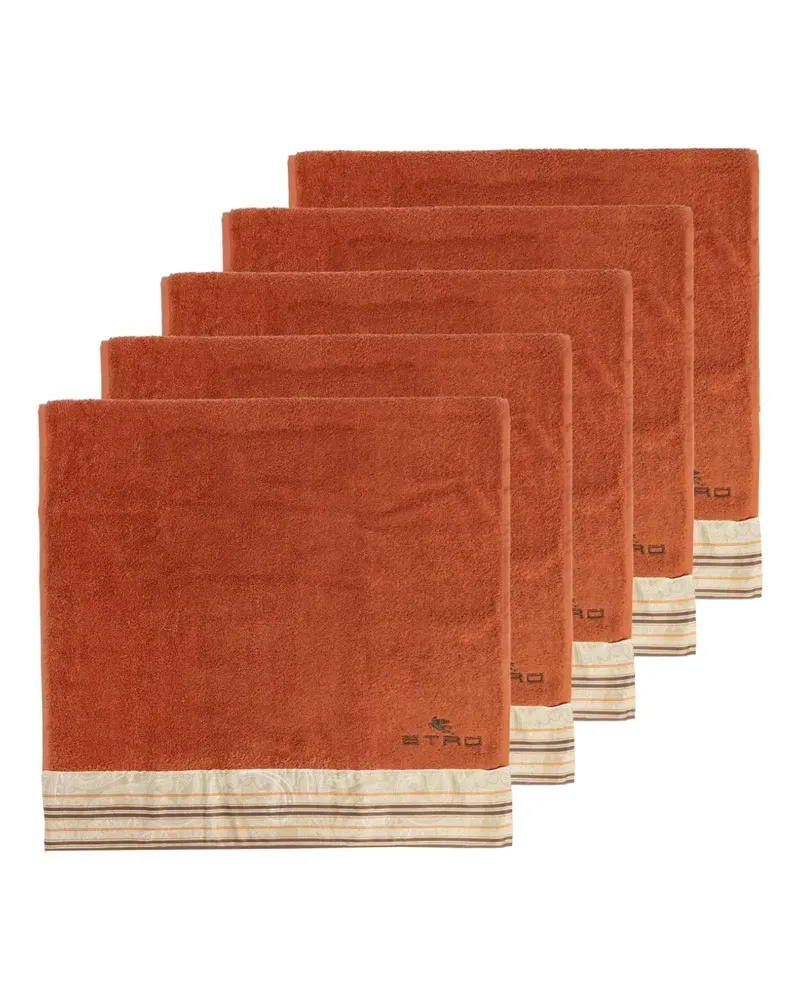 Etro Badetücher mit Paisley-Print (5er-Set) - Orange Orange