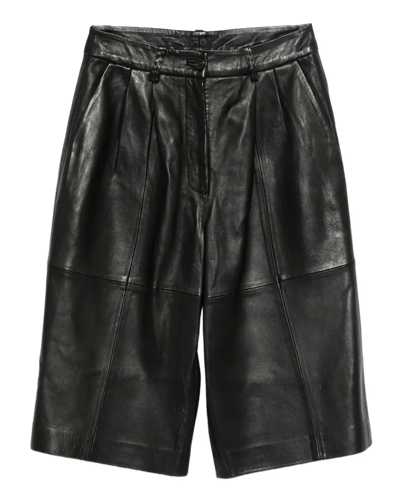 ALYSI Shorts mit Ledereinsätzen - Schwarz Schwarz