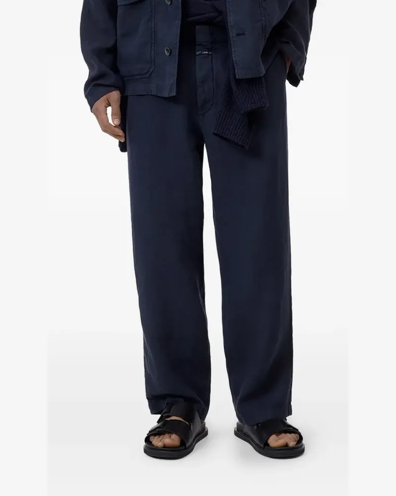 Closed pleat-detail linen trousers - Schwarz Schwarz