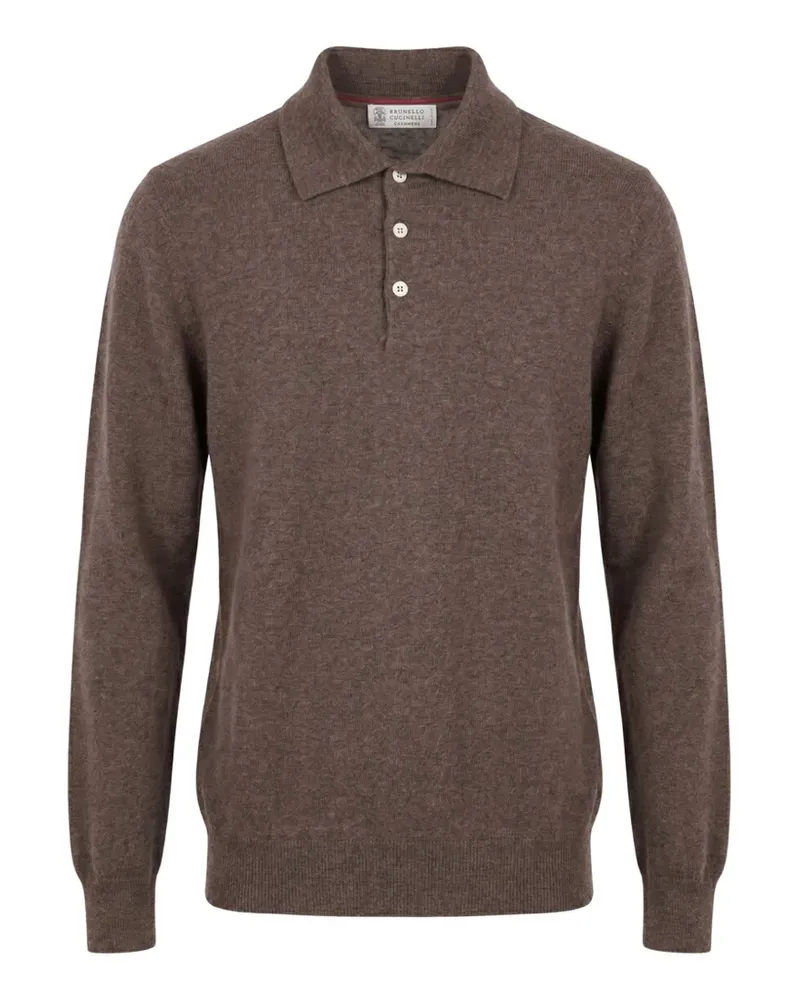 Brunello Cucinelli button-down cashmere polo shirt - Braun Braun