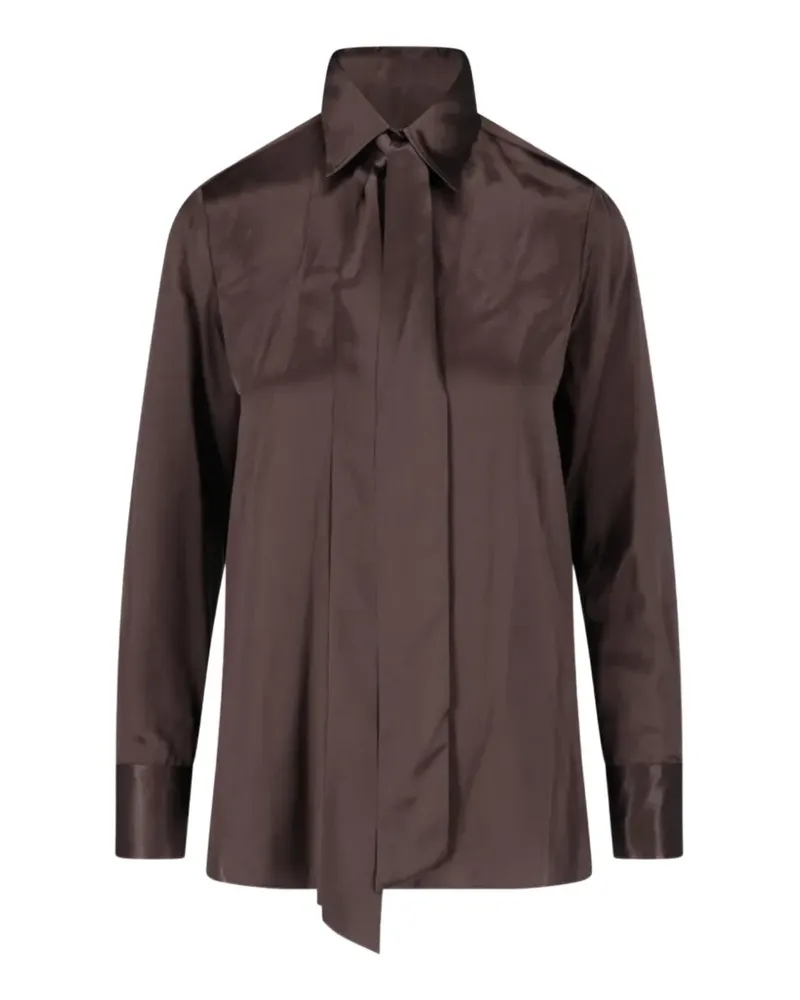 Kiton Seidenhemd mit Schleifenkragen - Braun Braun