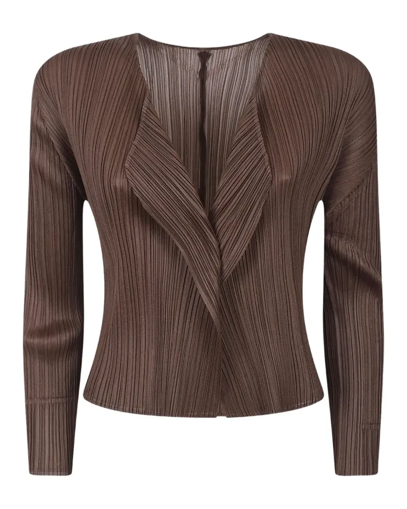 Issey Miyake pleated cropped cardigan - Braun Braun