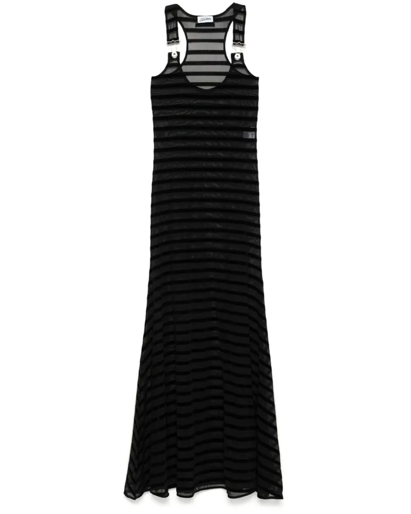 Jean Paul Gaultier Beflocktes Maxikleid - Schwarz Schwarz