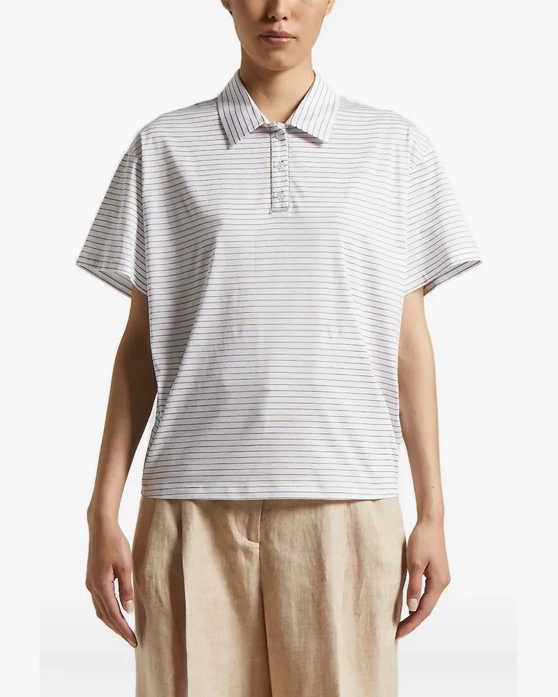 Peserico Gestreiftes Poloshirt - Weiß Weiß