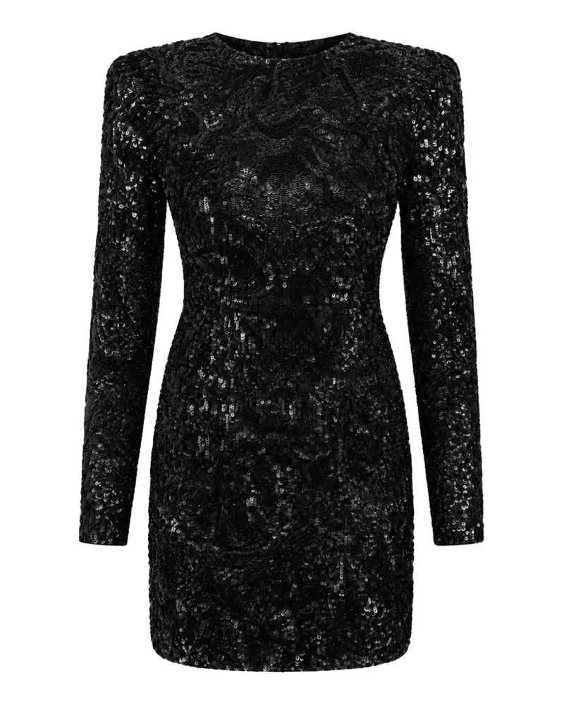 Philipp Plein embroidered long-sleeved mini dress crystal skull - Schwarz Schwarz