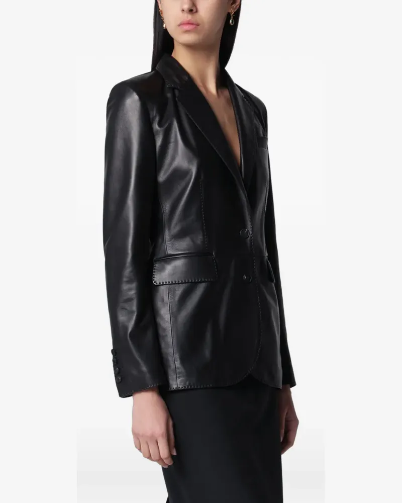 Tagliatore single-breasted leather blazer - Schwarz Schwarz