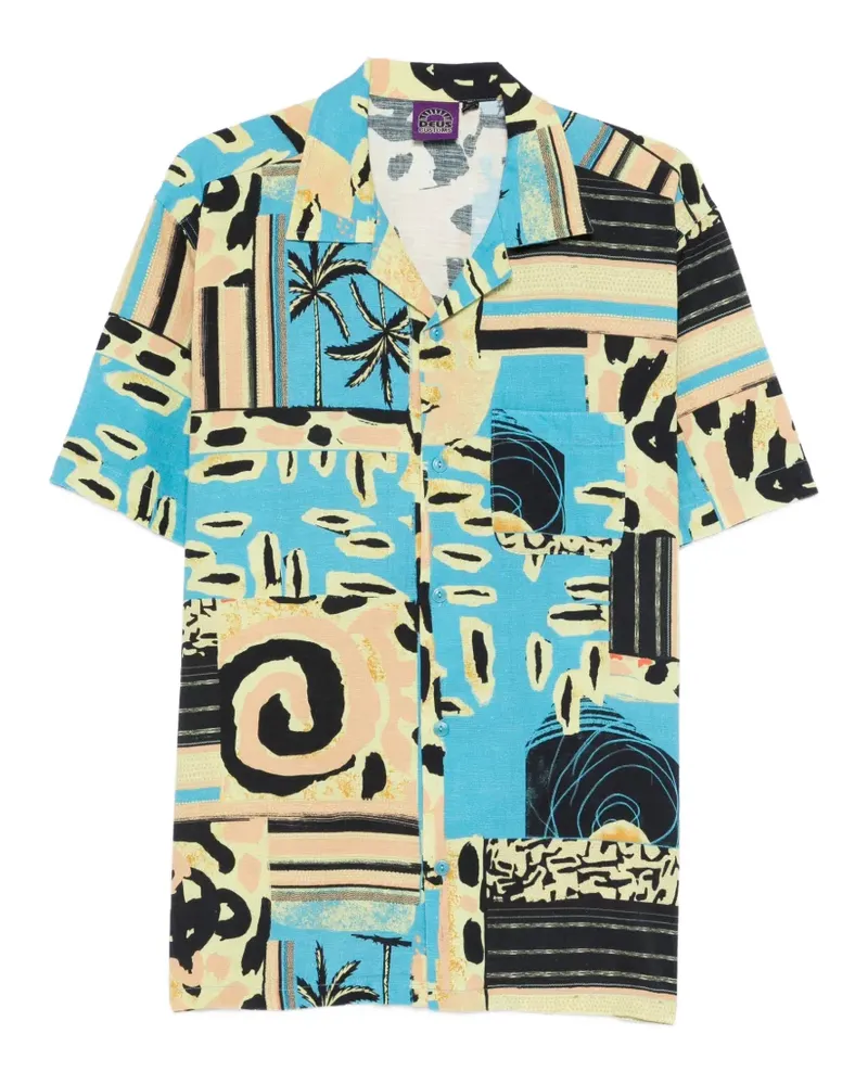 Deus Ex Machina Hemd mit abstrakter Tasche - Blau Blau