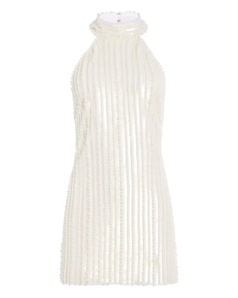 Retrofête Yaeko Neckholder-Minikleid mit Perlen - Weiß Weiß