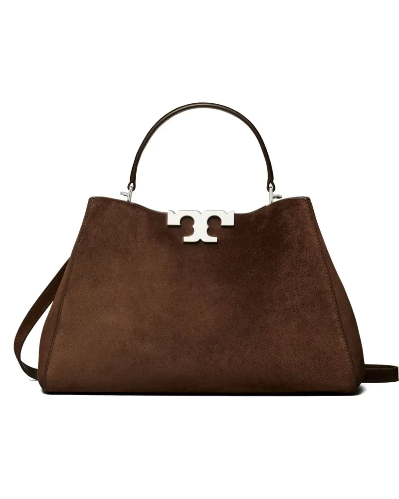 Tory Burch double-T logo suede satchel - Braun Braun