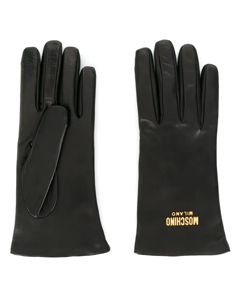 Moschino Handschuhe mit Logo-Schild - Schwarz Schwarz