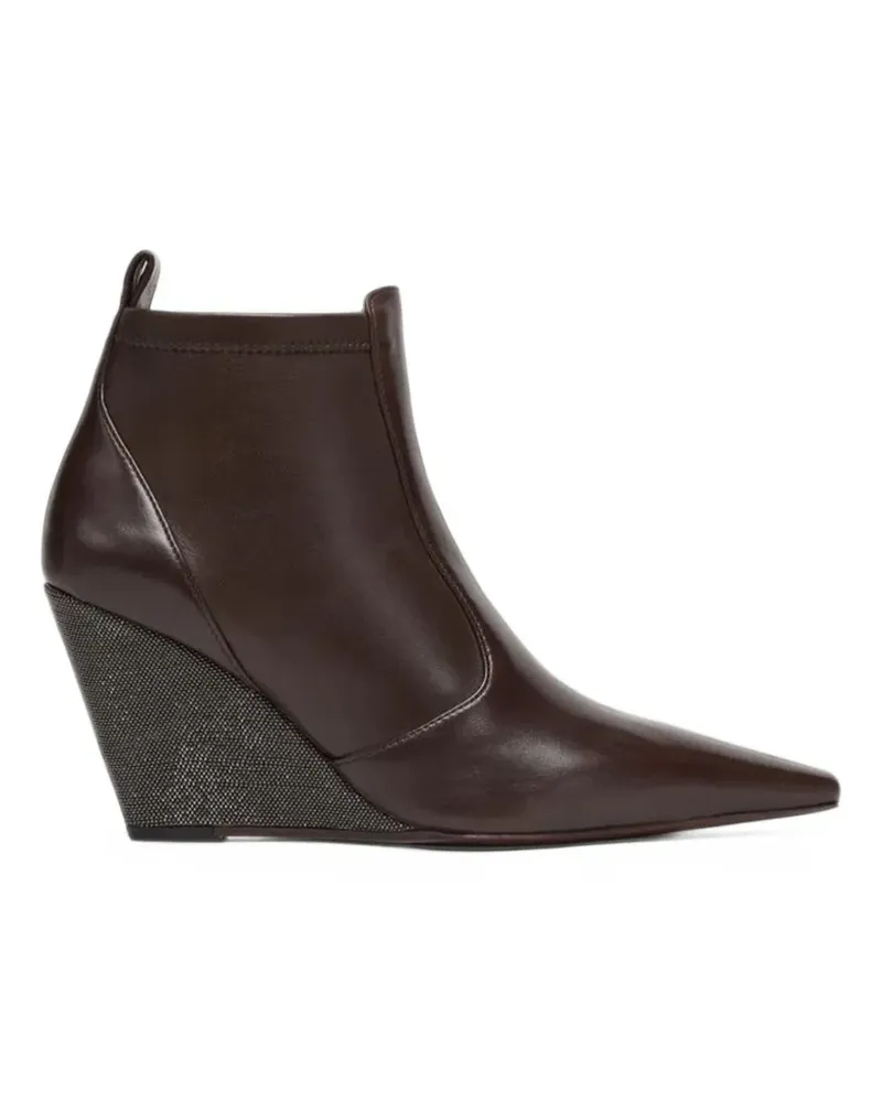 Brunello Cucinelli Keilstiefeletten mit Monili-Verzierung - Braun Braun