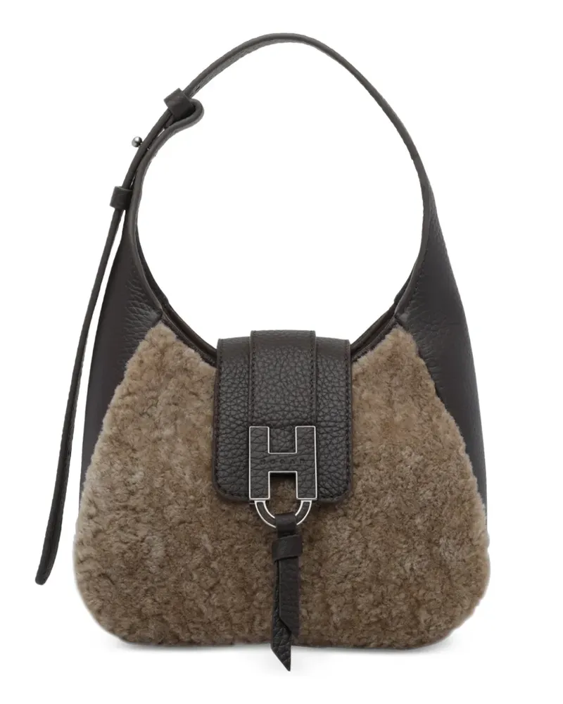 Hogan Schultertasche mit Faux Fur-Besatz - Braun Braun