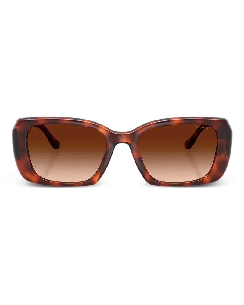 Coach Eckige Maxi Sculpted C Sonnenbrille in Schildpattoptik - Braun Braun
