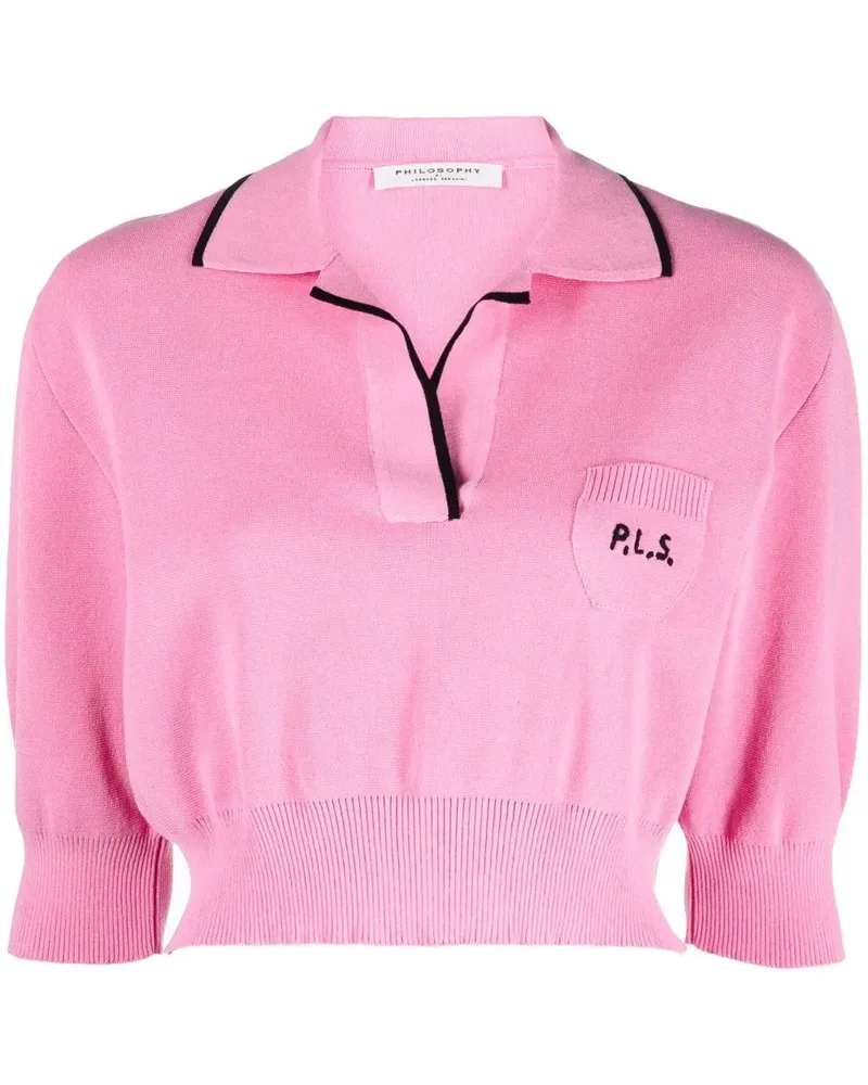 Philosophy Di Lorenzo Serafini Cropped-Pullover mit Poloshirtkragen - Rosa Rosa