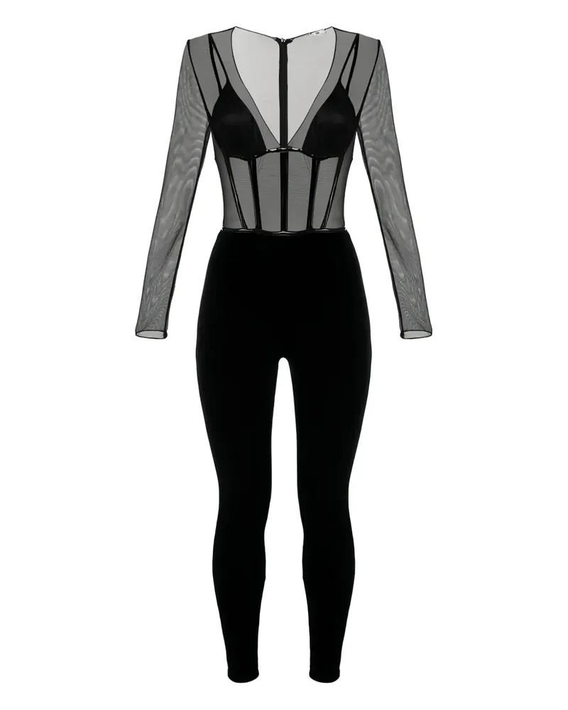 Elisabetta Franchi Jumpsuit mit Tülldetail - Schwarz Schwarz