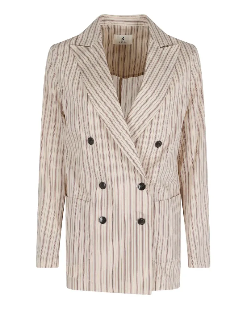 MYTHS stripe-pattern double-breasted coat - Nude Nude