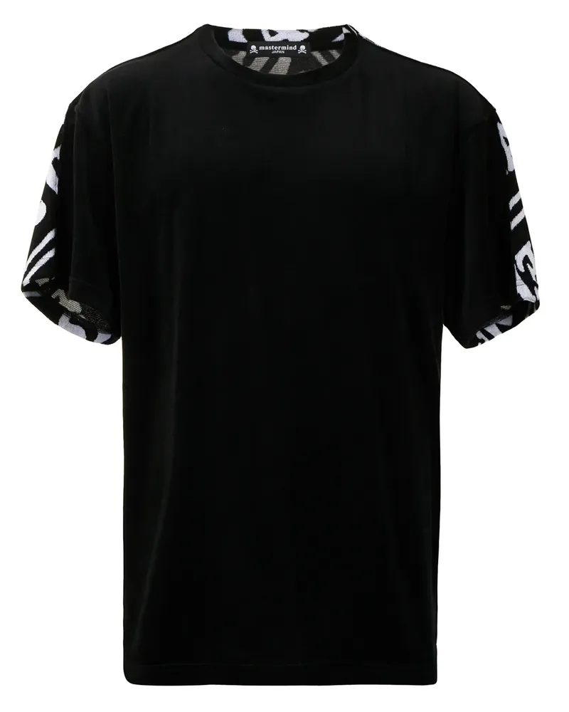 Mastermind Japan T-Shirt in Velours-Optik - Schwarz Schwarz