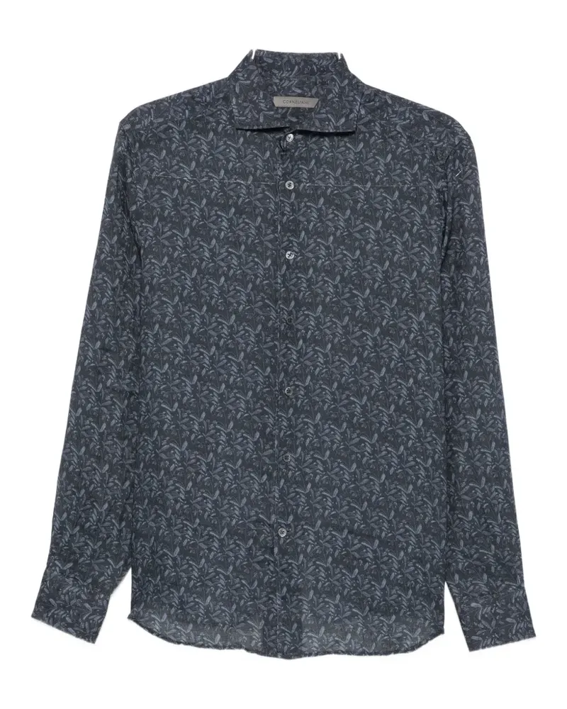 Corneliani floral-print long-sleeve shirt - Blau Blau